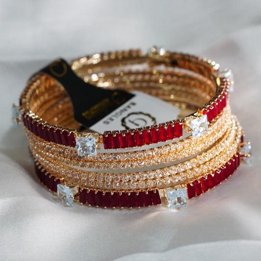 RED Zirqon 6pcs bangle